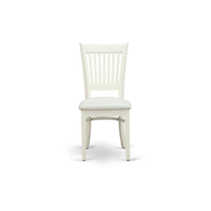 EAST WEST FURNITURE - ANVA5-LWH-C - 5-Piece Dining Table Set- 4 dining room chairs and Wooden Dining Table - Linen Fabric Seat and Slatted Chair Back (linen white Finish)