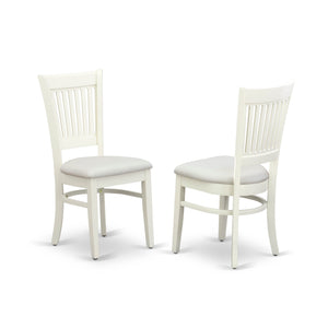 EAST WEST FURNITURE - AVVA5-LWH-C - 5-Pc Dinette Room Set- 4 Mid Century Dining Chairs with Linen Fabric Seat and Slatted Chair Back - Removable leaf Wood Dining Table - linen white Finish
