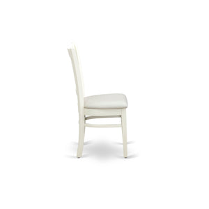 EAST WEST FURNITURE - AVVA5-LWH-C - 5-Pc Dinette Room Set- 4 Mid Century Dining Chairs with Linen Fabric Seat and Slatted Chair Back - Removable leaf Wood Dining Table - linen white Finish