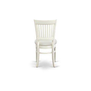 EAST WEST FURNITURE - AVVA5-LWH-C - 5-Pc Dinette Room Set- 4 Mid Century Dining Chairs with Linen Fabric Seat and Slatted Chair Back - Removable leaf Wood Dining Table - linen white Finish