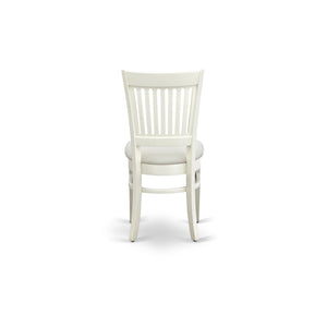 EAST WEST FURNITURE - AMVA3-LWH-C - 3-Piece Dinette Set- 2 Dining Room Chair and Round Dining Table - Linen Fabric Seat and Slatted Chair Back (linen white Finish)