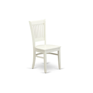 EAST WEST FURNITURE - AVVA5-LWH-W - 5-Piece Modern Dining Set- 4 Mid Century Chair with Wooden Seat and Slatted Chair Back - Removable leaf Oval Dining Table - linen white Finish
