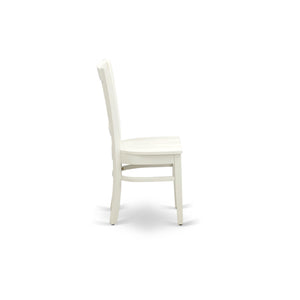 EAST WEST FURNITURE - AVVA5-LWH-W - 5-Piece Modern Dining Set- 4 Mid Century Chair with Wooden Seat and Slatted Chair Back - Removable leaf Oval Dining Table - linen white Finish