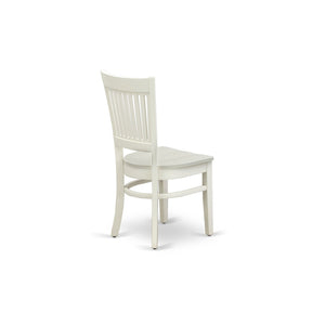 EAST WEST FURNITURE - AMVA3-LWH-W - 3-Pc Dining Room Table Set- 2 Dining Room Chair and Dining Table - Wooden Seat and Slatted Chair Back (linen white Finish)