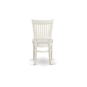 EAST WEST FURNITURE - AMVA5-LWH-W - 5-Pc Dinette Set- 4 dining room chairs and Modern dining room table - Wooden Seat and Slatted Chair Back (linen white Finish)
