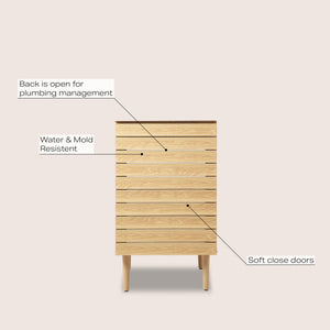 Aubert Thick Linear Slat Modern Farmhouse 2-Shelf Bath Vanity Cabinet Only (Sink Basin Not Included)