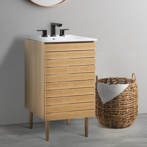 Aubert Thick Linear Slat Modern Farmhouse 2-Shelf Bath Vanity Cabinet Only (Sink Basin Not Included)