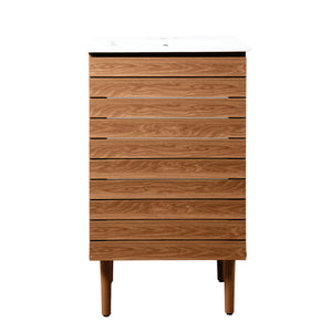Aubert Thick Linear Slat Modern Farmhouse 2-Shelf Bath Vanity Cabinet Only (Sink Basin Not Included)