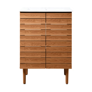 Aubert Thick Linear Slat Modern Farmhouse 2-Shelf Bath Vanity Cabinet Only (Sink Basin Not Included)