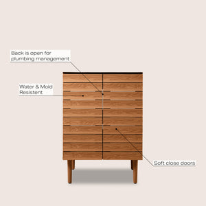Aubert Thick Linear Slat Modern Farmhouse 2-Shelf Bath Vanity Cabinet Only (Sink Basin Not Included)