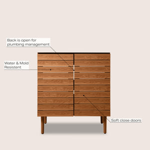 Aubert Thick Linear Slat Modern Farmhouse 2-Shelf Bath Vanity Cabinet Only (Sink Basin Not Included)