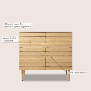 Aubert Thick Linear Slat Modern Farmhouse 2-Shelf Bath Vanity Cabinet Only (Sink Basin Not Included)