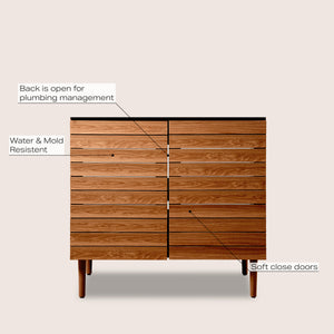 Aubert Thick Linear Slat Modern Farmhouse 2-Shelf Bath Vanity Cabinet Only (Sink Basin Not Included)