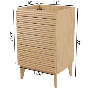 Calandre Thin Linear Slat Modern Farmhouse 2-Shelf Bath Vanity Cabinet Only
