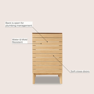 Calandre Thin Linear Slat Modern Farmhouse 2-Shelf Bath Vanity Cabinet Only