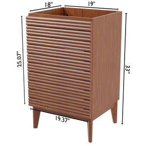 Calandre Thin Linear Slat Modern Farmhouse 2-Shelf Bath Vanity Cabinet Only