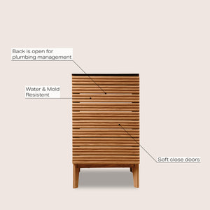 Calandre Thin Linear Slat Modern Farmhouse 2-Shelf Bath Vanity Cabinet Only