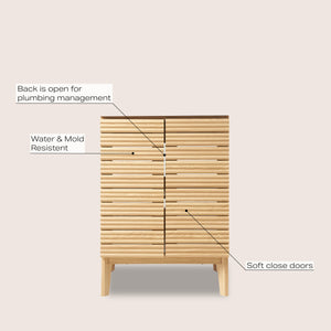 Calandre Thin Linear Slat Modern Farmhouse 2-Shelf Bath Vanity Cabinet Only