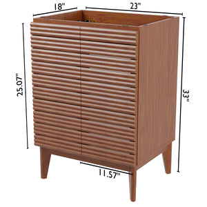 Calandre Thin Linear Slat Modern Farmhouse 2-Shelf Bath Vanity Cabinet Only