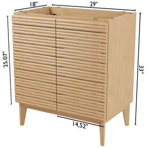 Calandre Thin Linear Slat Modern Farmhouse 2-Shelf Bath Vanity Cabinet Only