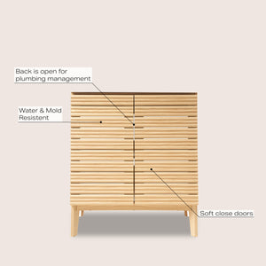 Calandre Thin Linear Slat Modern Farmhouse 2-Shelf Bath Vanity Cabinet Only