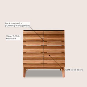 Calandre Thin Linear Slat Modern Farmhouse 2-Shelf Bath Vanity Cabinet Only