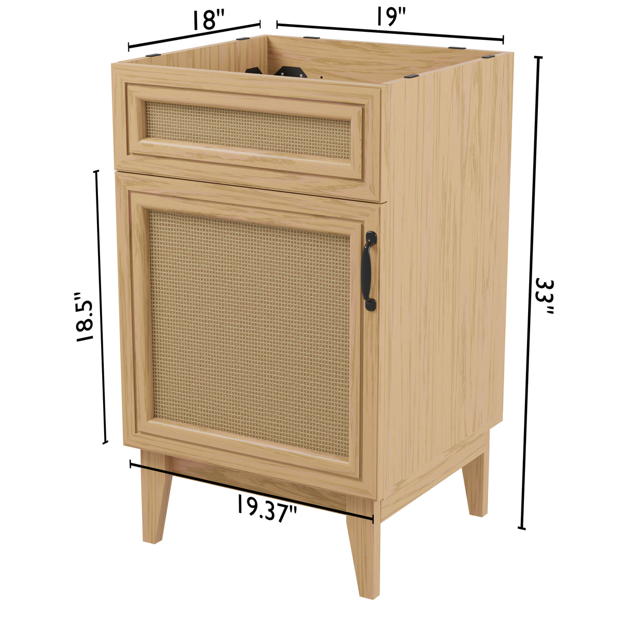 Javer Rattan Modern Farmhouse 2-Shelf Bath Vanity Cabinet Only