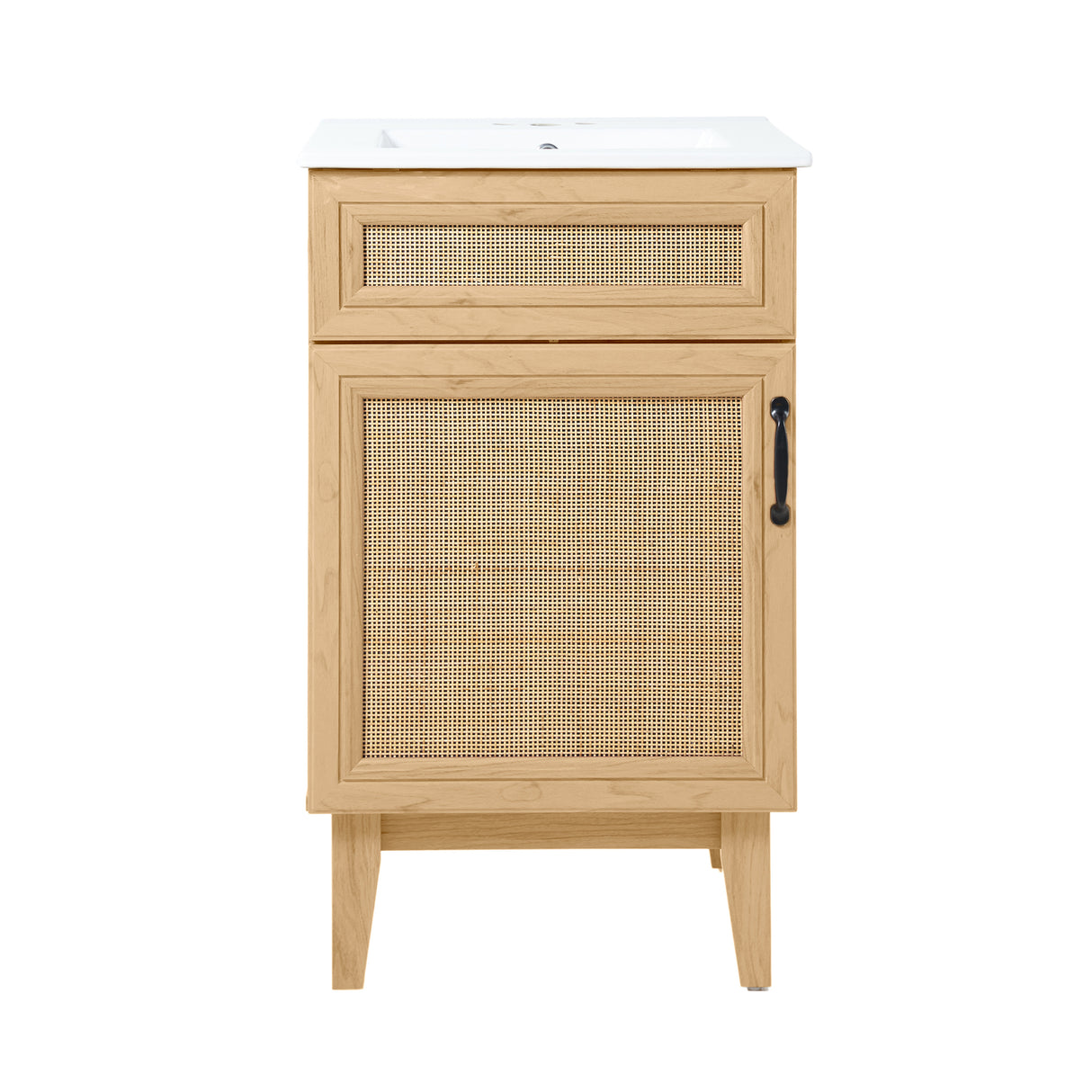 Javer Rattan Modern Farmhouse 2-Shelf Bath Vanity Cabinet Only