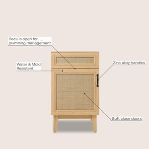 Javer Rattan Modern Farmhouse 2-Shelf Bath Vanity Cabinet Only