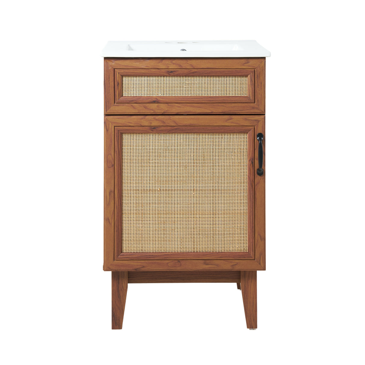 Javer Rattan Modern Farmhouse 2-Shelf Bath Vanity Cabinet Only