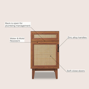 Javer Rattan Modern Farmhouse 2-Shelf Bath Vanity Cabinet Only