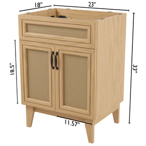 Javer Rattan Modern Farmhouse 2-Shelf Bath Vanity Cabinet Only