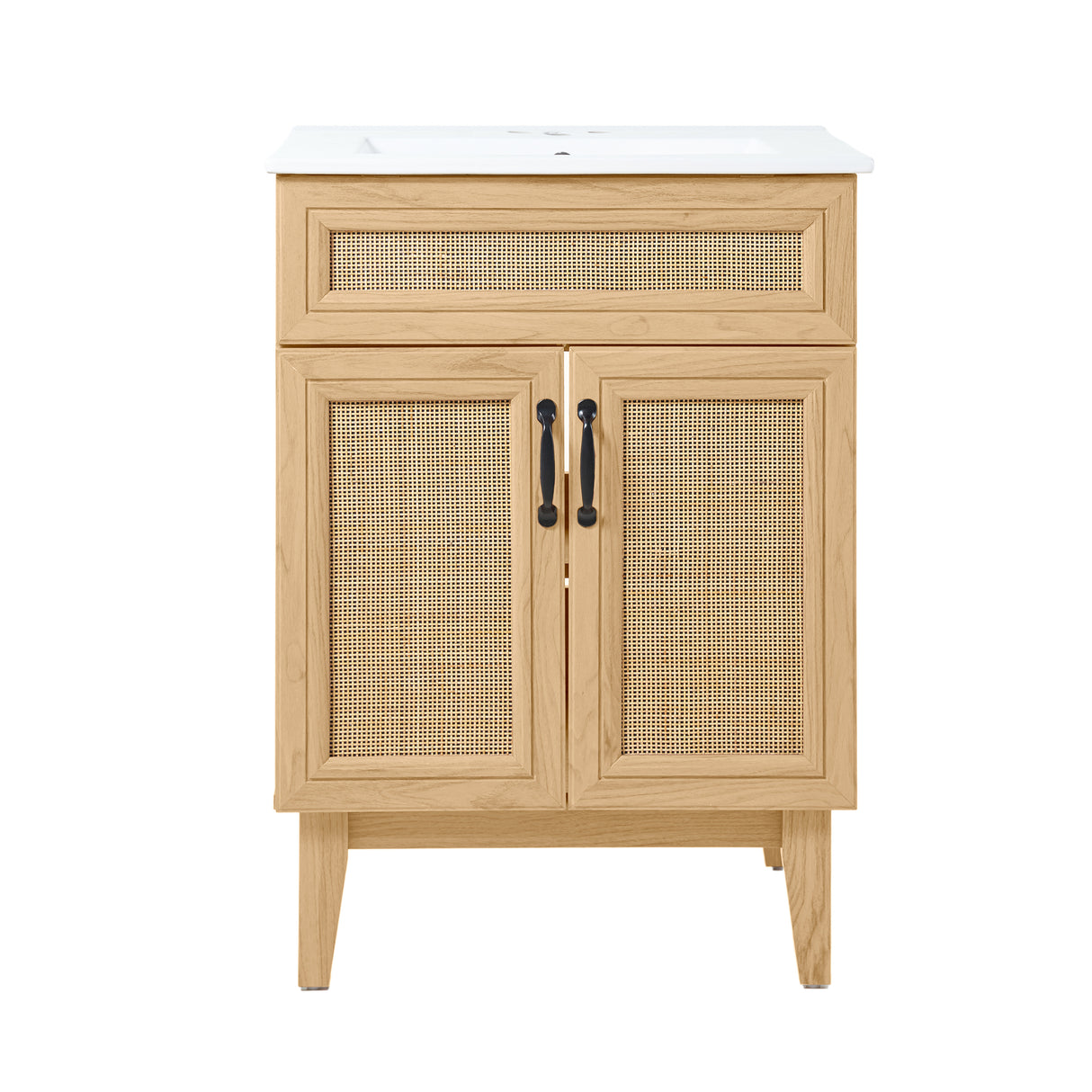 Javer Rattan Modern Farmhouse 2-Shelf Bath Vanity Cabinet Only