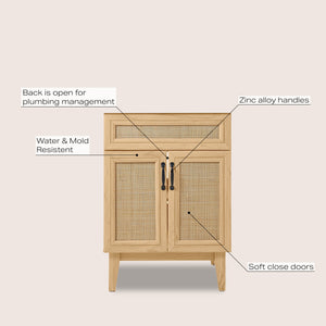 Javer Rattan Modern Farmhouse 2-Shelf Bath Vanity Cabinet Only