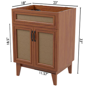 Javer Rattan Modern Farmhouse 2-Shelf Bath Vanity Cabinet Only