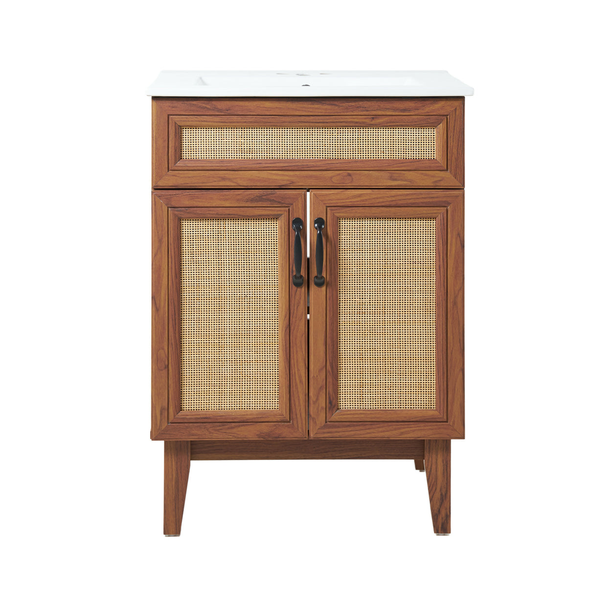 Javer Rattan Modern Farmhouse 2-Shelf Bath Vanity Cabinet Only