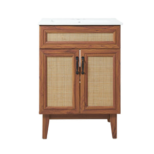Javer Rattan Modern Farmhouse 2-Shelf Bath Vanity Cabinet Only