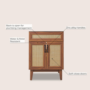Javer Rattan Modern Farmhouse 2-Shelf Bath Vanity Cabinet Only