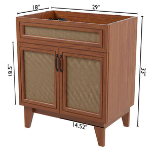 Javer Rattan Modern Farmhouse 2-Shelf Bath Vanity Cabinet Only