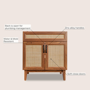 Javer Rattan Modern Farmhouse 2-Shelf Bath Vanity Cabinet Only
