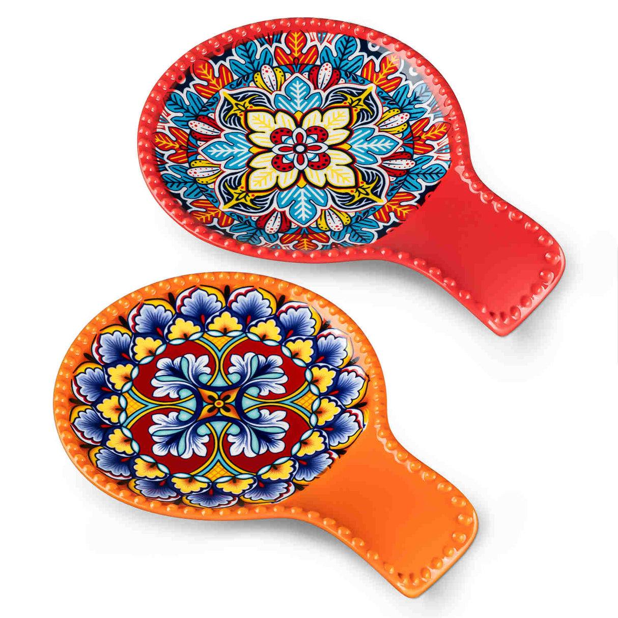 Simi Spoon Rests Set of 2 Porcelain with Vibrant Floral Design