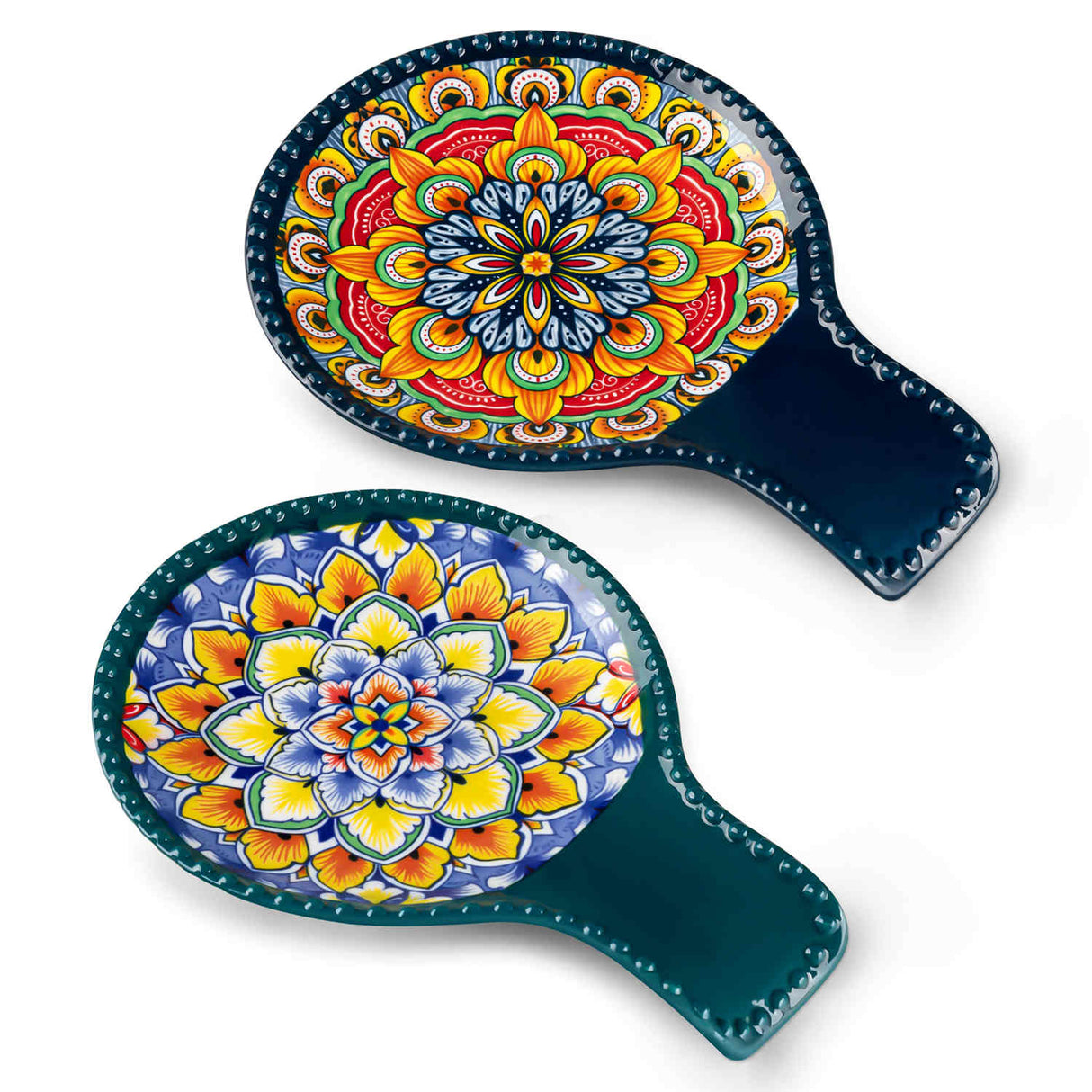 Simi Spoon Rests Set of 2 Porcelain with Vibrant Floral Design
