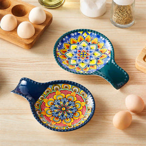 Simi Spoon Rests Set of 2 Porcelain with Vibrant Floral Design