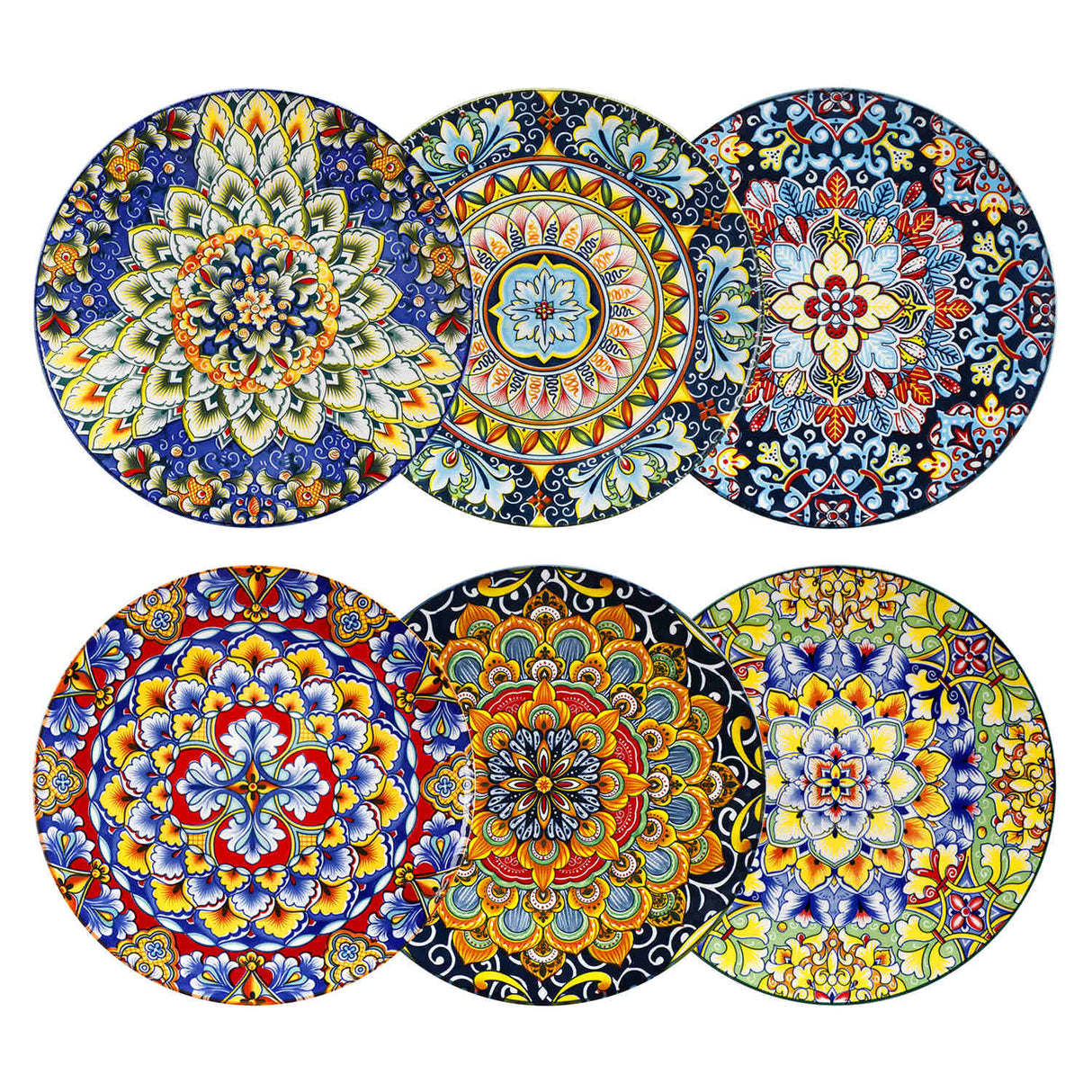 Simi Salad Plates Set of 6 with Bohemian Floral Design