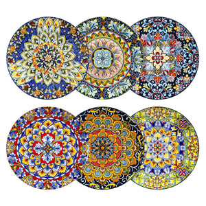 Simi Salad Plates Set of 6 with Bohemian Floral Design