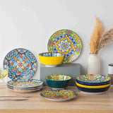 Simi Salad Plates Set of 6 with Bohemian Floral Design