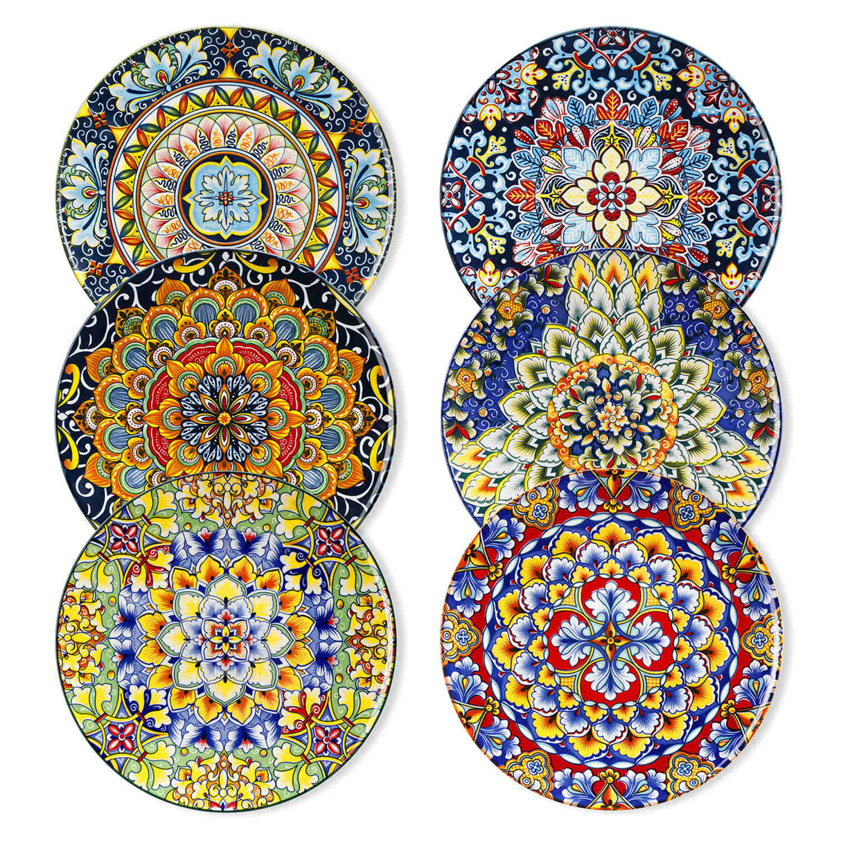 Simi Salad Plates Set of 6 with Bohemian Floral Design