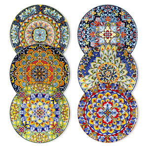 Simi Salad Plates Set of 6 with Bohemian Floral Design