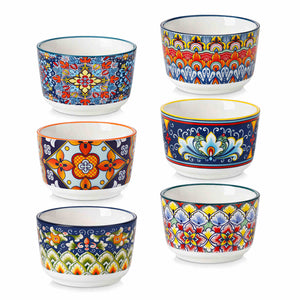 Simi Ramekin Bowls Set of 6 Porcelain with Floral Design