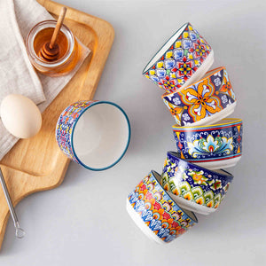 Simi Ramekin Bowls Set of 6 Porcelain with Floral Design